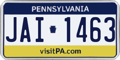 PA license plate JAI1463
