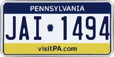 PA license plate JAI1494
