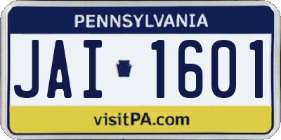 PA license plate JAI1601
