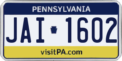 PA license plate JAI1602