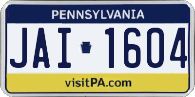 PA license plate JAI1604