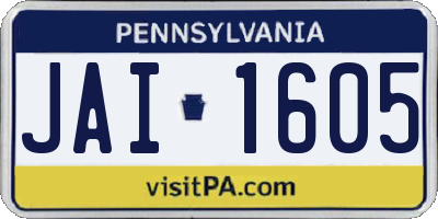 PA license plate JAI1605