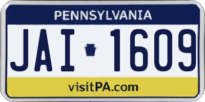 PA license plate JAI1609