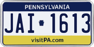 PA license plate JAI1613