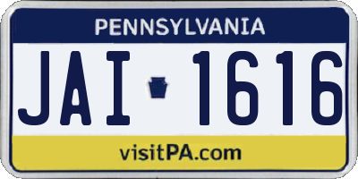 PA license plate JAI1616