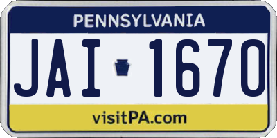 PA license plate JAI1670
