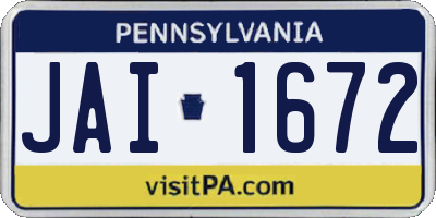 PA license plate JAI1672