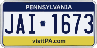 PA license plate JAI1673