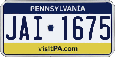 PA license plate JAI1675