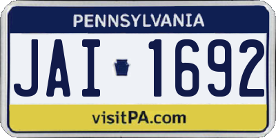 PA license plate JAI1692