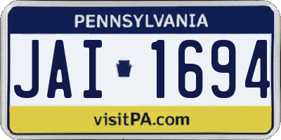 PA license plate JAI1694