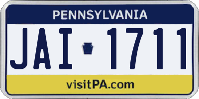 PA license plate JAI1711