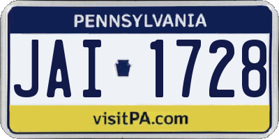 PA license plate JAI1728