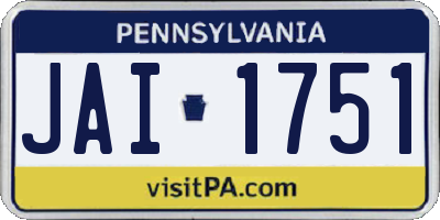 PA license plate JAI1751