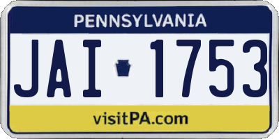 PA license plate JAI1753