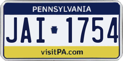 PA license plate JAI1754