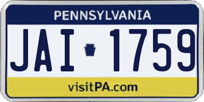 PA license plate JAI1759