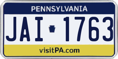 PA license plate JAI1763
