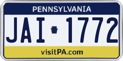 PA license plate JAI1772