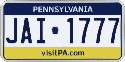 PA license plate JAI1777