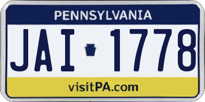 PA license plate JAI1778