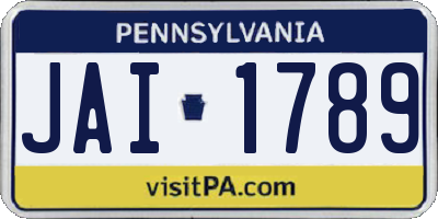 PA license plate JAI1789