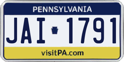 PA license plate JAI1791