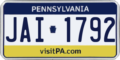 PA license plate JAI1792