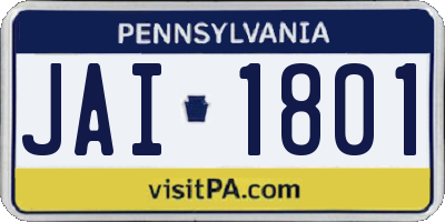 PA license plate JAI1801