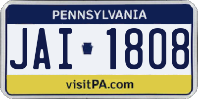 PA license plate JAI1808