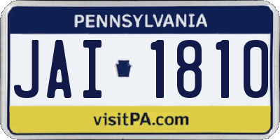 PA license plate JAI1810
