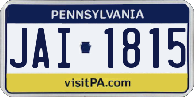 PA license plate JAI1815