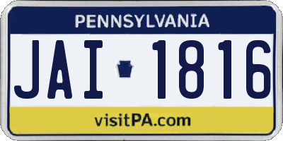 PA license plate JAI1816