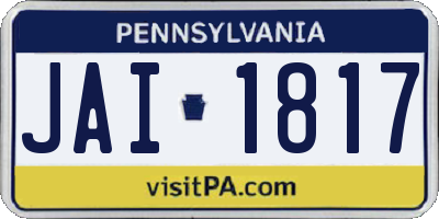 PA license plate JAI1817