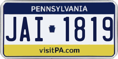 PA license plate JAI1819