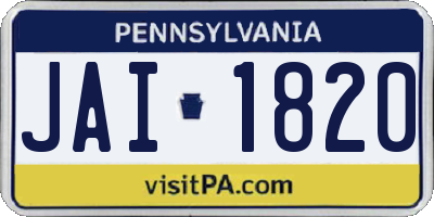 PA license plate JAI1820