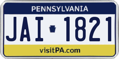 PA license plate JAI1821