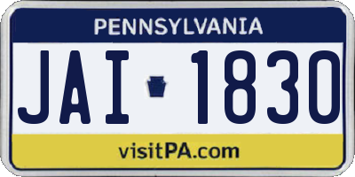 PA license plate JAI1830