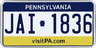 PA license plate JAI1836