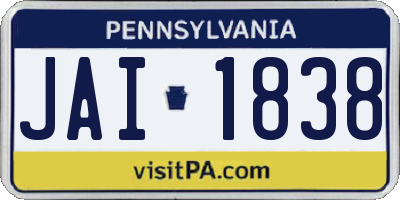 PA license plate JAI1838