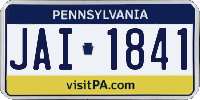 PA license plate JAI1841