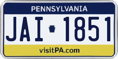 PA license plate JAI1851
