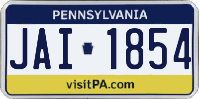PA license plate JAI1854