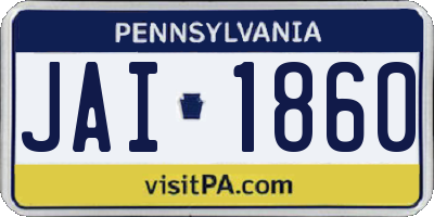 PA license plate JAI1860