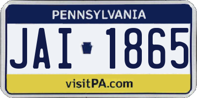 PA license plate JAI1865