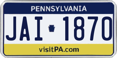 PA license plate JAI1870