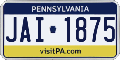 PA license plate JAI1875