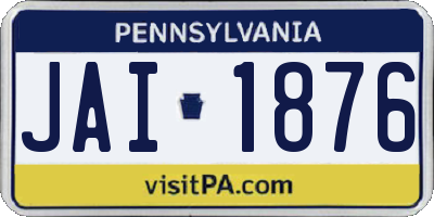PA license plate JAI1876