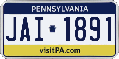 PA license plate JAI1891