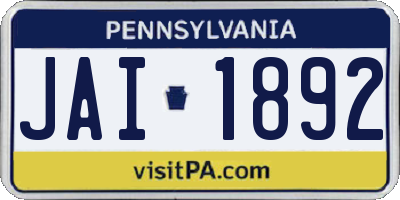 PA license plate JAI1892